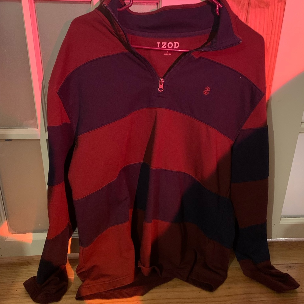 Izod, large, navy blue and red striped